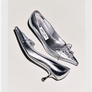 Jimmy Choo Scarlett Metallic Corset Kitten Pumps $1,075 41